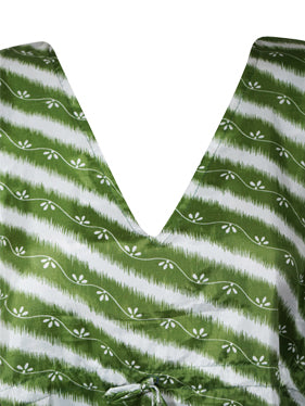 Women's Green Floral Print Kaftan Dress – Boho Chic & Breezy Style  L-2XL