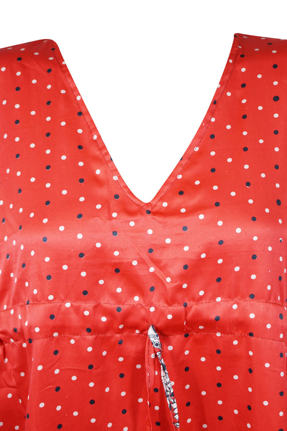 Womens Kaftan Boho Red Maxi Resort Wear Printed Travel Caftan Dresses 2XL