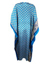 Womens Maxi Kaftan Dress, Blue Gray Beach Coverup L-XL