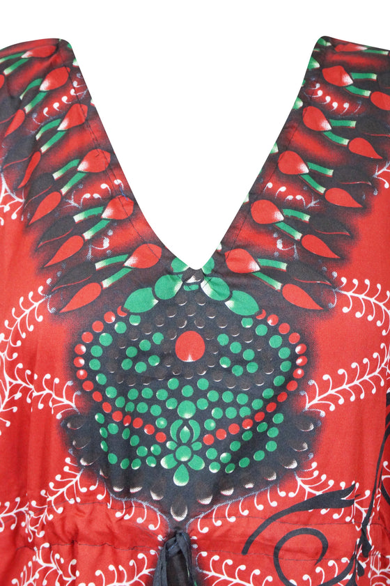 Womens Kaftan Maxi Dress, Red Butterfly Kimono Caftan, Beach Caftan Dress L-2XL