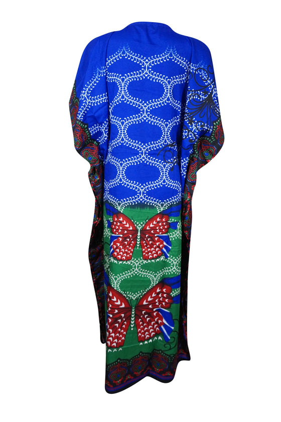 Womens Maxi Caftan Dress, Blue Cruise Caftan, Holiday Dress, Gift For Mom One Size L-2XL
