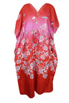 Womens Red Floral Maxi, Cruise Kaftan Dress, Long Caftan, Dress For to be Moms, Beach Cover up, Sleepwear L-2XL