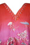 Womens Red Floral Maxi, Cruise Kaftan Dress, Long Caftan, Dress For to be Moms, Beach Cover up, Sleepwear L-2XL