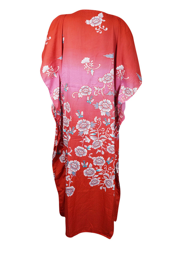 Womens Red Floral Maxi, Cruise Kaftan Dress, Long Caftan, Dress For to be Moms, Beach Cover up, Sleepwear L-2XL