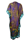 Womens Kaftan Dress, Colorful Printed Cruise Caftan Maxi Dress L-2XL