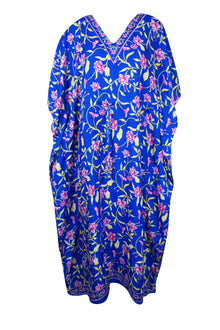  Women Maxi Kaftan, Blue Floral