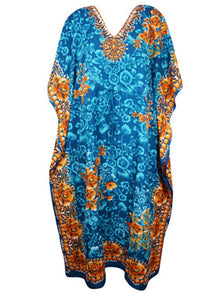  Womens Caftan Maxi Dress Blue Floral Butterfly Kaftan L-2XL