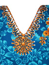 Womens Caftan Maxi Dress Blue Floral Butterfly Kaftan L-2XL