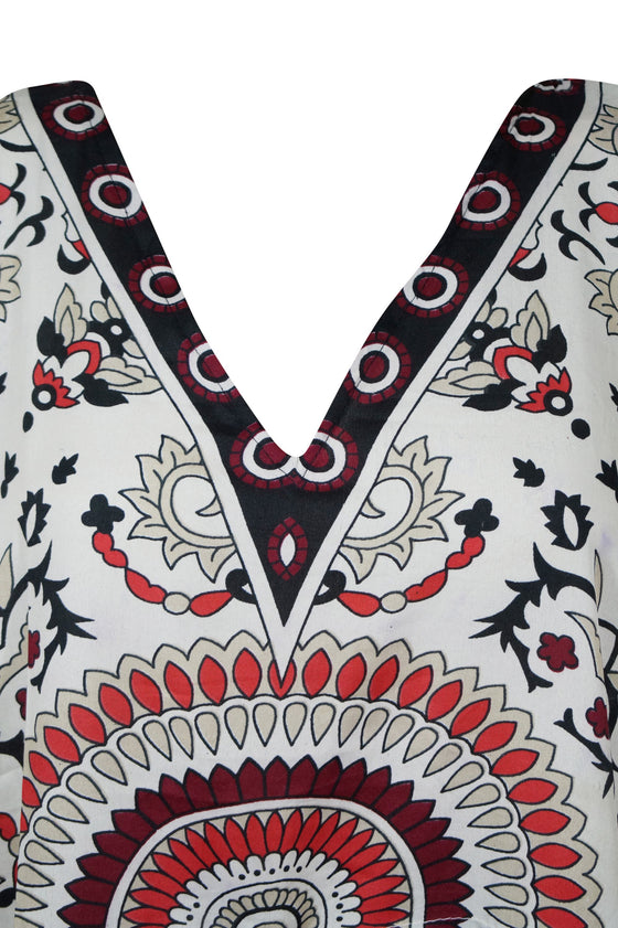 Kaftan for Women White Red Printed Caftan Maxi Dresses for Womens 2XL