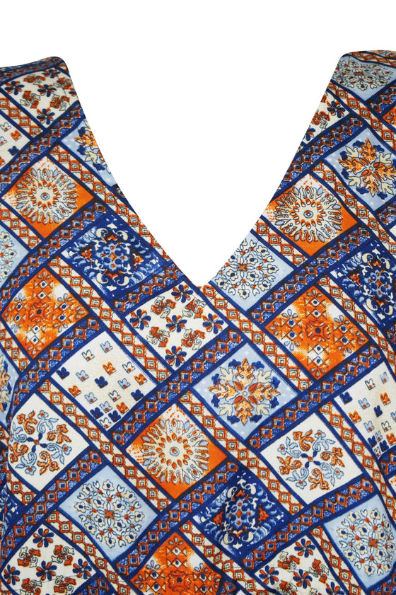 Boho Multicolor Kaftan for Women Printed Caftan Beach Dresses for Womens 2XL