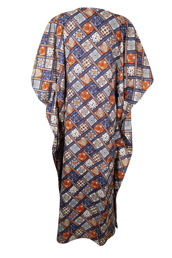 Boho Multicolor Kaftan Dress Printed Caftan Beach Dresses for Womens 2XL