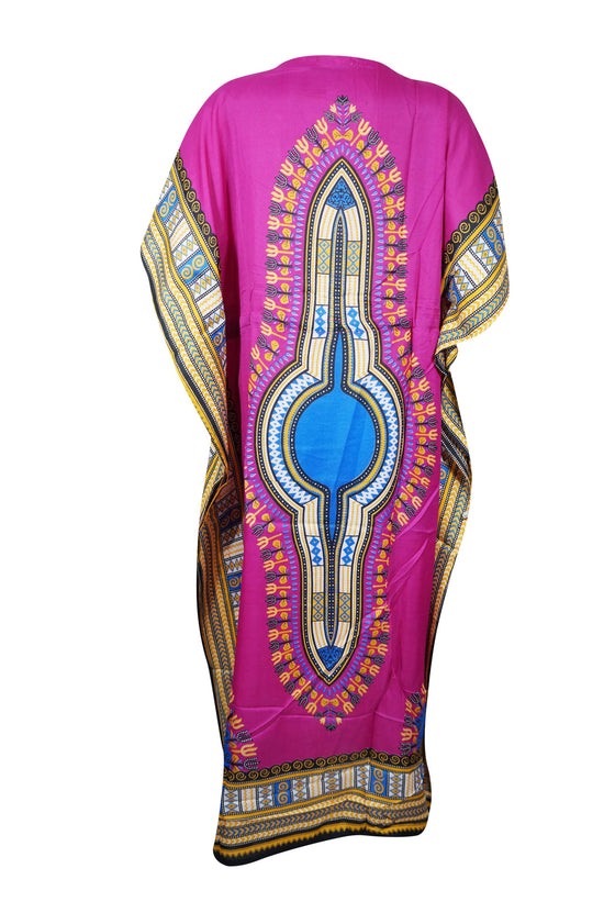 Womens Kaftan Dress, Kimono Dress, Maxi Dresses, Pink Printed, Summer Vacation Look, Loose Long Dress, Beach Cover up, Cover up L-2XL
