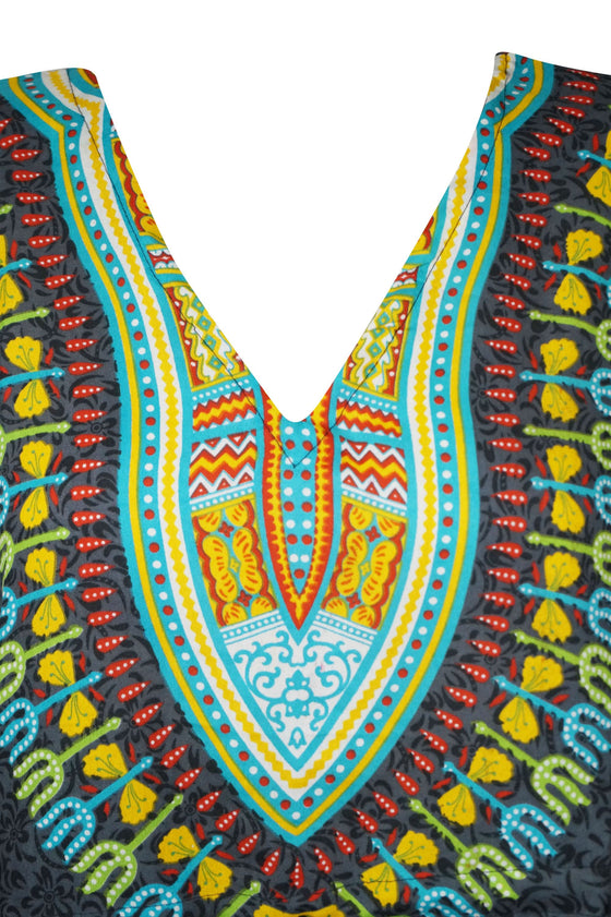 Womans Bohemian Kaftan Maxi Dress Gray African Casual Caftan 2XL