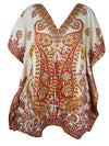 Womens Short Caftan Dress, Hippie Kaftan Orange White L-2XL