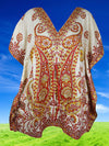 Women's Short Hippie Kaftan Dress – Orange & White Boho Caftan L-2XL