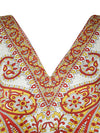 Women's Short Hippie Kaftan Dress – Orange & White Boho Caftan L-2XL