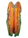 Women's Kaftan Peach Boho Oversize Caftan Travel Maxi Dress L-2Xl