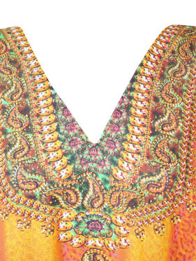 Women's Kaftan Peach Sheer Oversize Caftan Travel Maxi Dress L-2Xl