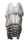 Women’s Green & White Boho Maxi Kaftan Dress – Flowy and Elegant Caftan L-3XL