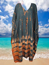 Women's Black & Orange Tie-Dye Maxi Kaftan – Boho Chic Caftan Dress L-3XL