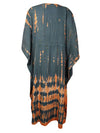 Women's Black & Orange Tie-Dye Maxi Kaftan – Boho Chic Caftan Dress L-3XL