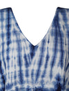 Women's Blue & White Bohemian Maxi Kaftan – Long Beach Caftan Dress  L-3XL,
