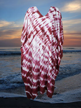 Women's Maroon & White Boho Maxi Kaftan – Flowing Summer Dress L-3XL