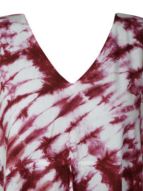 Women's Maroon & White Boho Maxi Kaftan – Flowing Summer Dress L-3XL