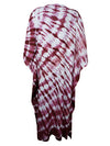 Women's Kaftan Maxi Dress, Summer Maroon White Boho Maxi Caftan L-3XL