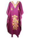 Womens Maxi Kaftan Dress, Purple embroidered Kaftan Dress L-2XL