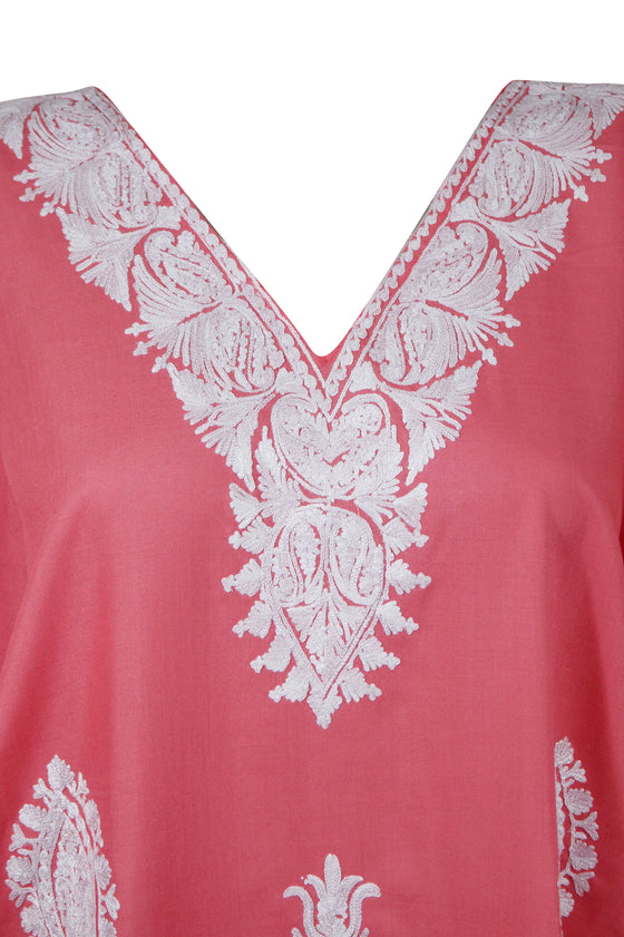 Pink Maxi Dresses, Summer Boho Kaftan Dress M-2XL