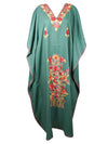 Womens Caftan Dress Green Floral Maxi Kaftan L-3XL