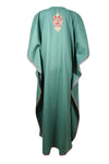 Womens Caftan Dress Green Floral Maxi Kaftan L-3XL