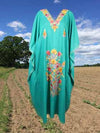 Womens Maxi Kaftan Dress, Sea Green Kaftan L-3XL