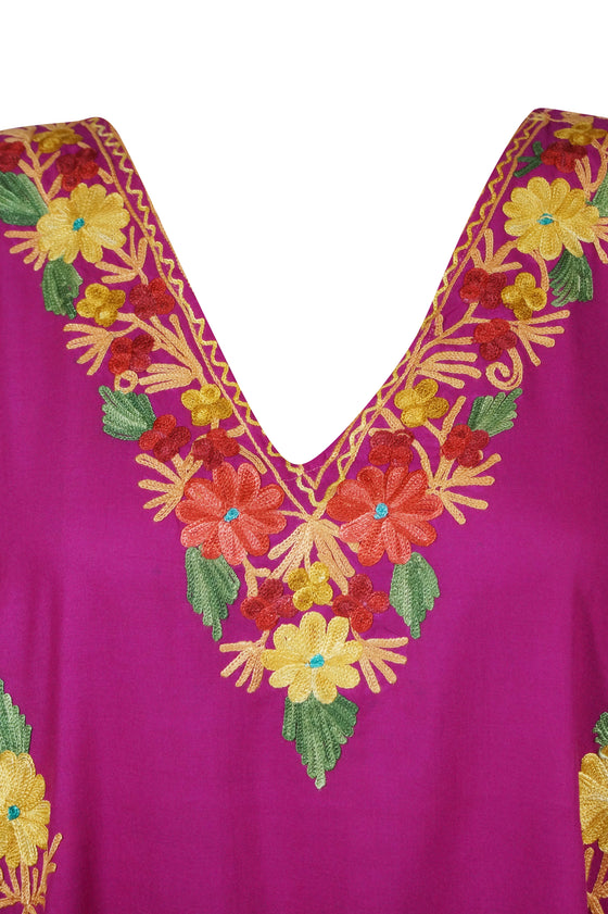 Womens Maxi Kaftan Purple embroidered Kaftan L-3XL