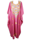 Pink Floral Embroidered Kimono Dress L-3XL