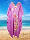 Womens Kaftan Maxi Dress Pink Cotton Embroidered Long Maxi Caftan L-3XL