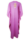 Womens Kaftan Maxi Dress Pink Cotton Embroidered Long Maxi Caftan L-3XL
