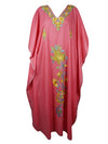 Embroidered Kaftan Pink Holiday Caftan Dresses L-4XL