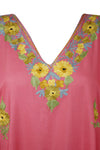 Embroidered Kaftan Pink Holiday Caftan Dresses L-4XL