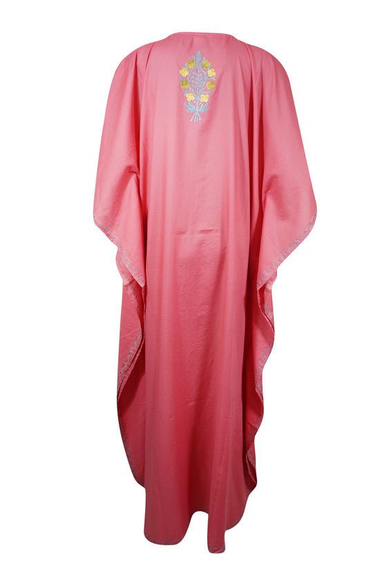 Embroidered Kaftan Pink Holiday Caftan Dresses L-4XL