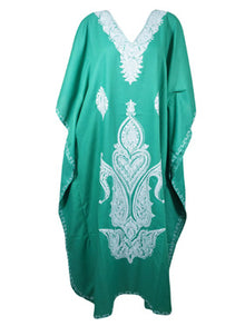  Women's Kaftan Maxi Dress, Sea Blue Beach Caftans  L-3XL