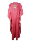 Pink Kaftan Maxi Dress Embroidered Caftan Housedress L-3XL