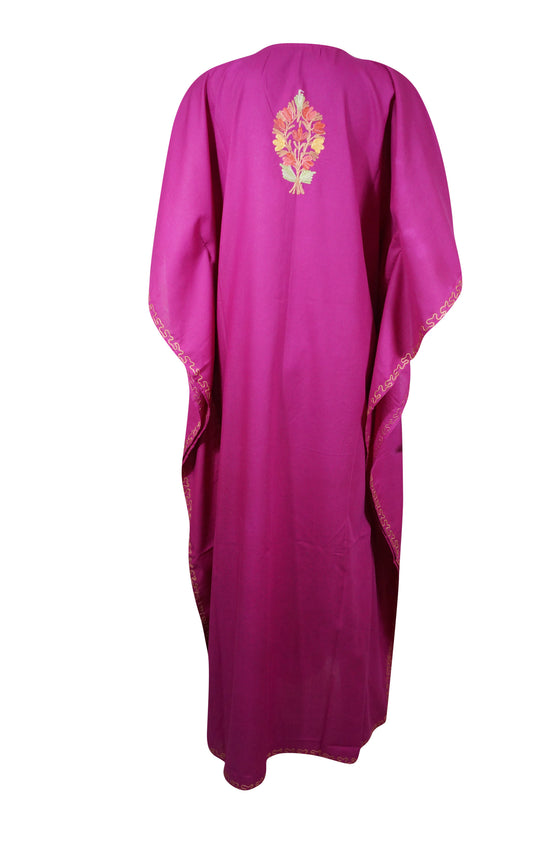 Embroidered Holiday Caftan Maxi dress Pink Boho Kaftan L-3XL
