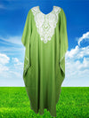 Green Embroidered Caftan Dress, cotton caftan  L-3X
