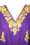 Embroidered Maxi Caftan Housedress Purple Kaftan L-3X