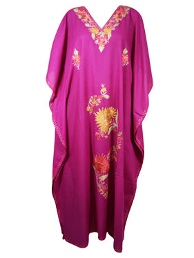 Womens Purple Hand Embroidered Caftan L-3XL