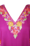 Womens Purple Hand Embroidered Caftan L-3XL