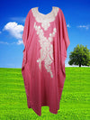 Womens Maxi Kaftan Pink Embroidered Dress L-3XL