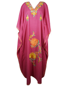  Womens Maxi Kaftan, Pink Embroidered Dress L-3XL